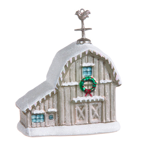 5" SNOWY BARN ORNAMENT