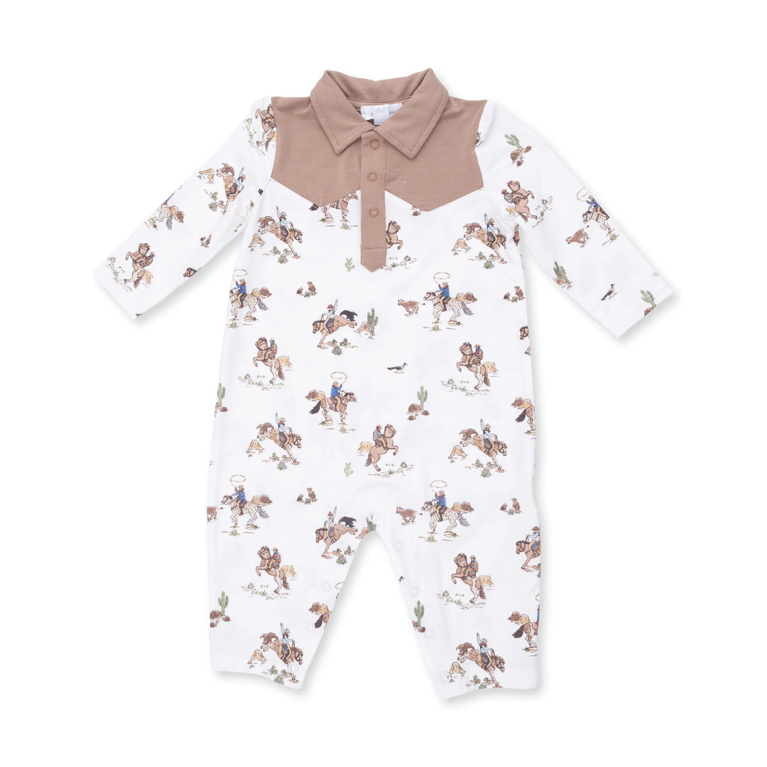 Angel Dear Horse Wrangler — Long Sleeve Cowboy Romper in Cream