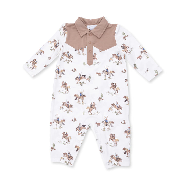 Angel Dear Horse Wrangler — Long Sleeve Cowboy Romper in Cream
