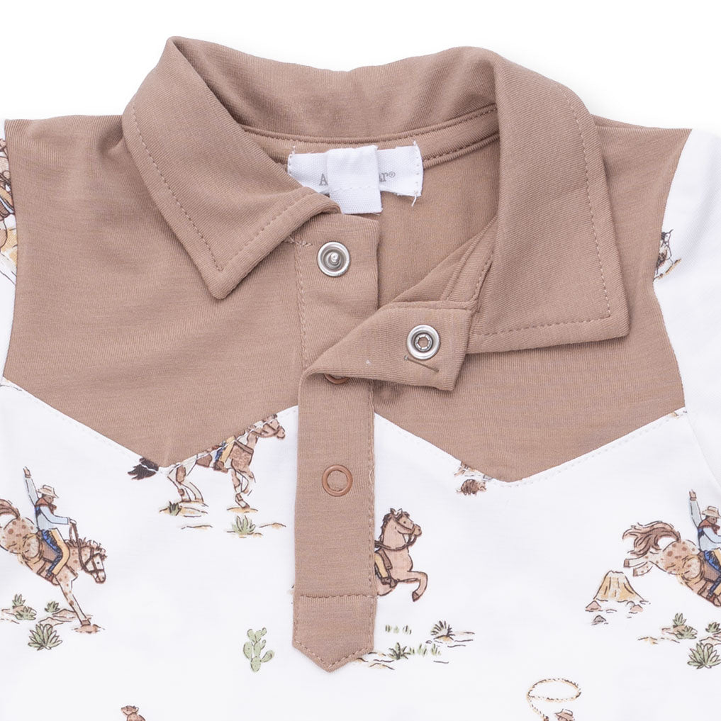 Angel Dear Horse Wrangler Long Sleeve Cowboy Romper Cream