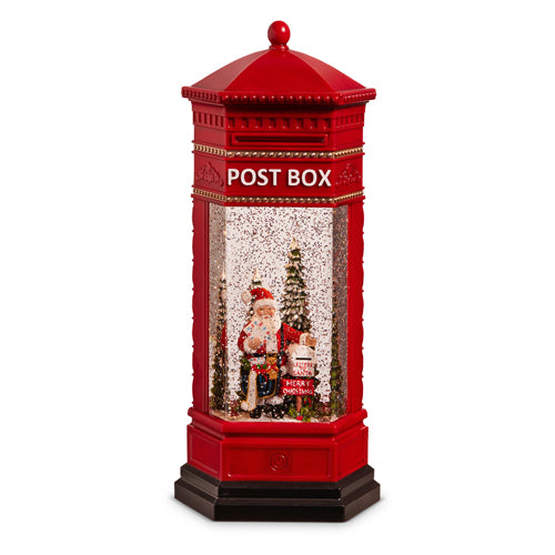 13" Santa Lighted Water Post Box