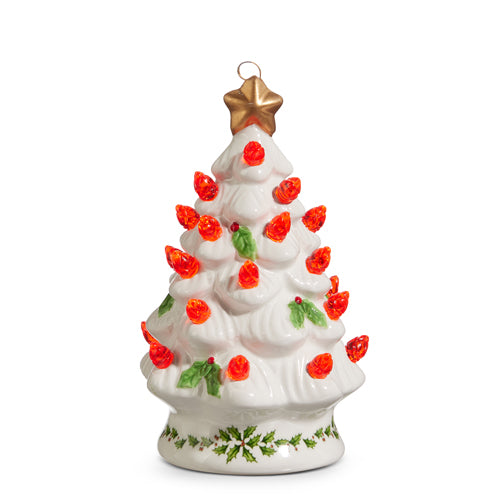 5" LIGHTED VINTAGE HOLLY TREE ORNAMENT