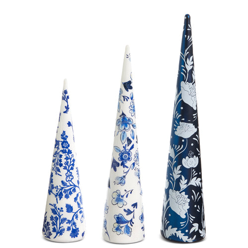18" BLUE AND WHITE BOTANICAL TREES