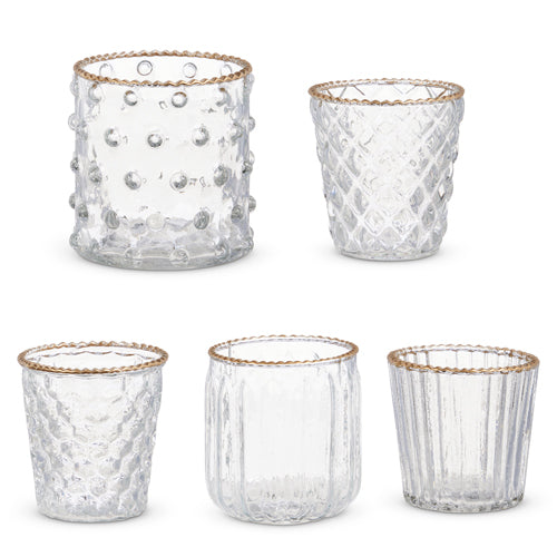 3.5" Gold Rim Glass Votives