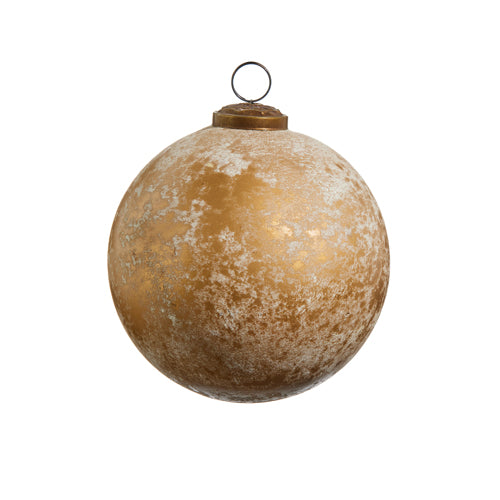 5" DISTRESSED GOLD BALL ORNAMENT