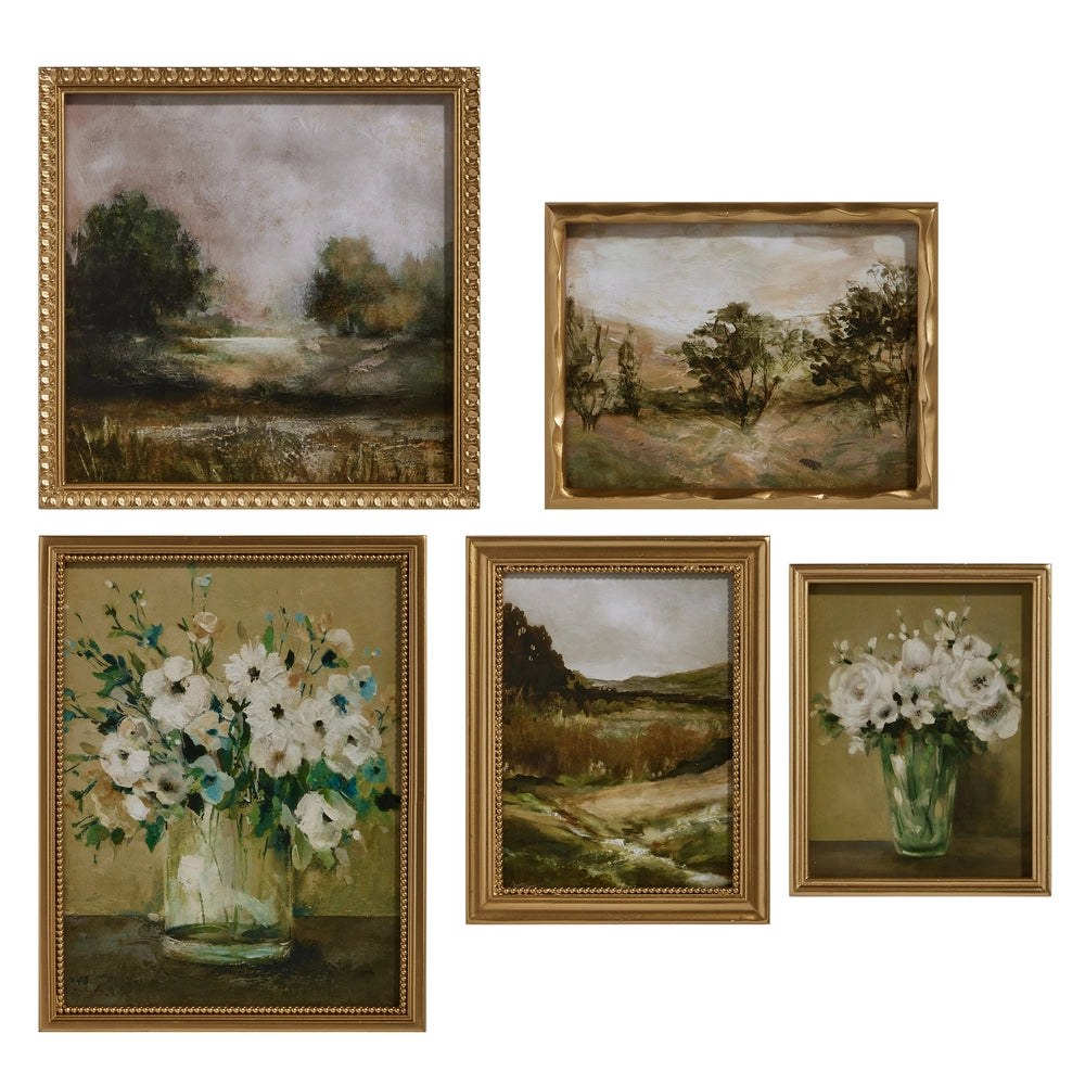Landscape &amp; Flower Framed Wall Art (SET OF 5)