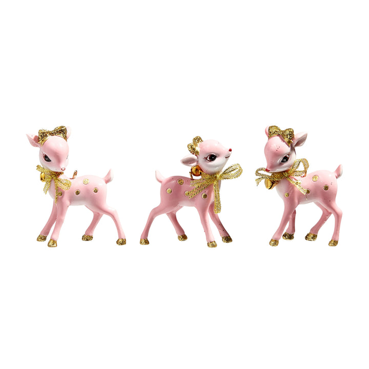 RAZ 3" Pink Retro Deer Ornament - Style 3
