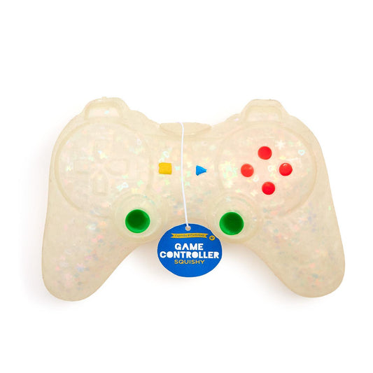 Large white game controller-shaped squishy toy made of soft TPR rubber.