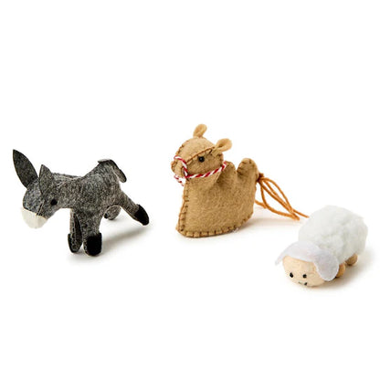 Star Bright 10 Pc Hand-crafted Nativity Keepsake Set in Gift Box Includes: Mary with Baby Jesus, Joseph, Angel, 3 Kings, Donkey, Sheep, Camel, Stable - Felt/Schima Superba Wood/Cardboard