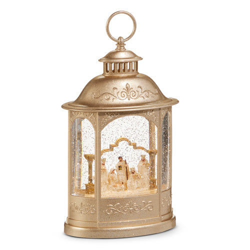 11" Nativity Lighted Champagne Water Lantern