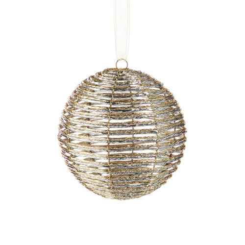 6" Silver and Gold Wrapped Ball Ornament