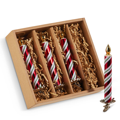 Box of Red &amp; White Clip-On Candle Ornaments