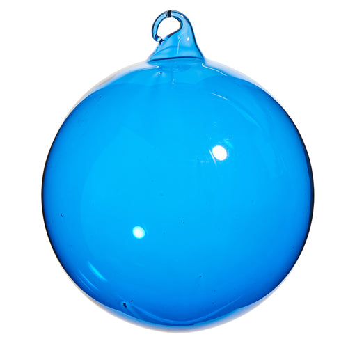 5" Blue Sheer Blown Glass Ball Ornament