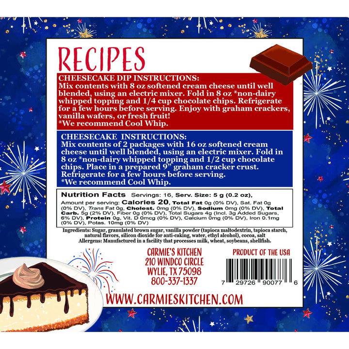 Freedom Fudge Cheesecake Dip Mix - Americana Collection