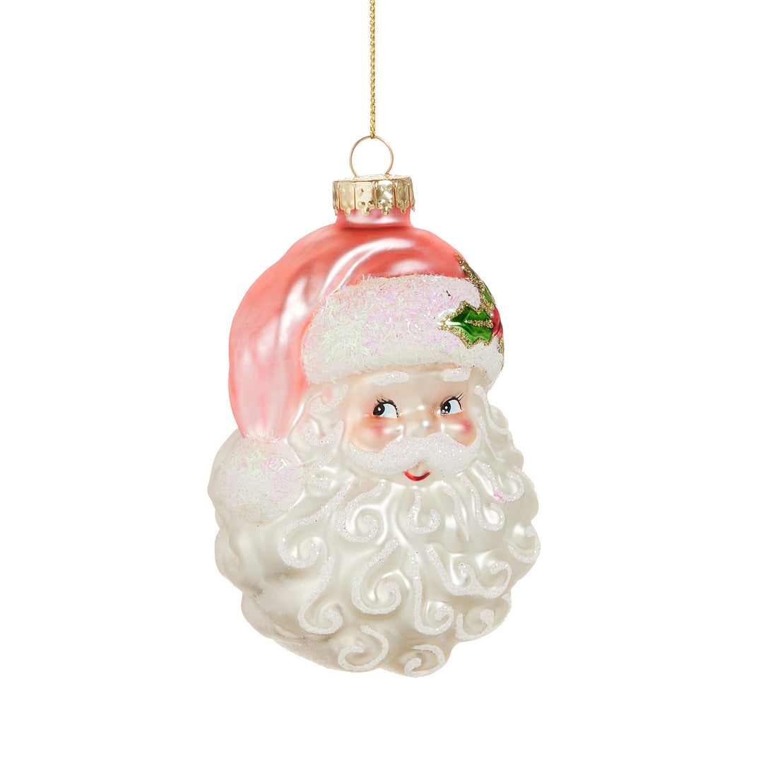 RAZ 4" Pink Santa Head Ornament