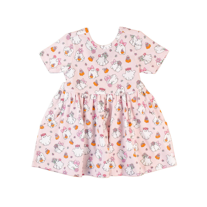 Girls Boos &amp; Bows Short Sleeve Knit Twirl Dress