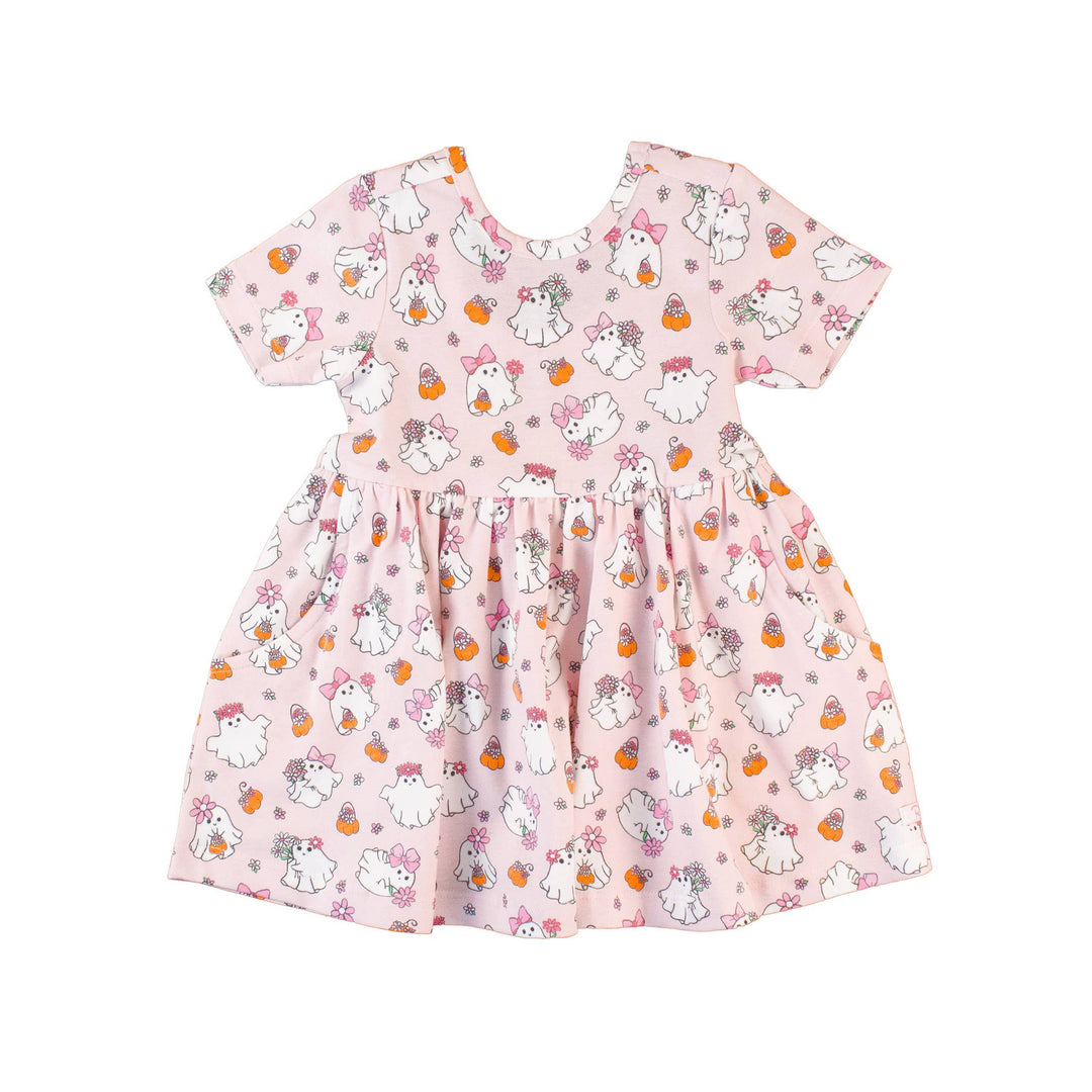 Girls Boos &amp; Bows Short Sleeve Knit Twirl Dress