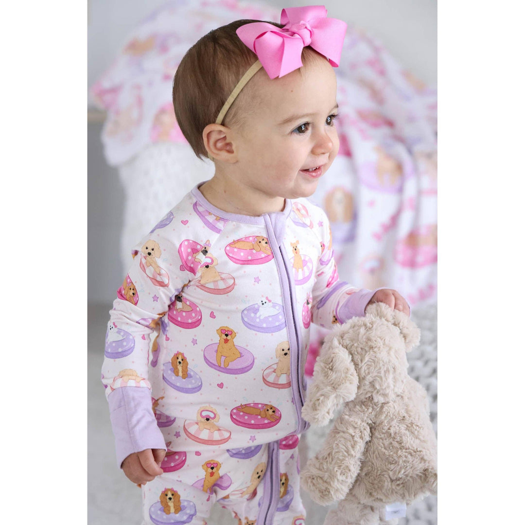 Convertible Zip Romper | Poolside Pups Pink