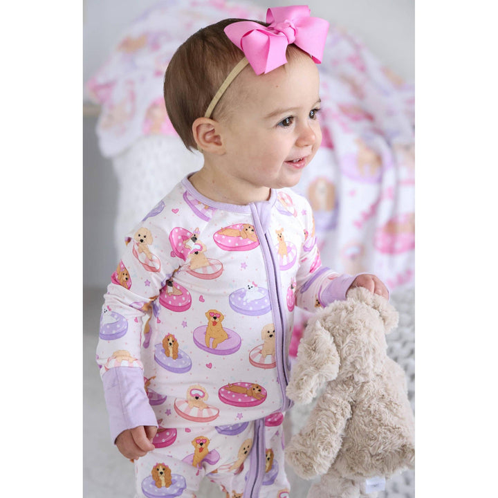 Convertible Zip Romper | Poolside Pups Pink