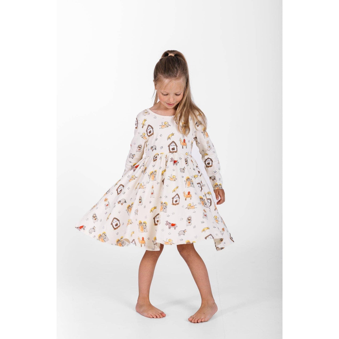 Away in a Manger Twirl Dress Cotton