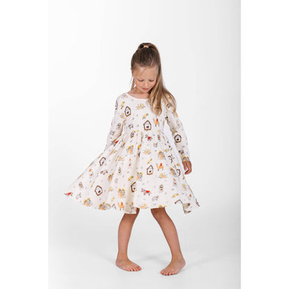 Away in a Manger Twirl Dress Cotton