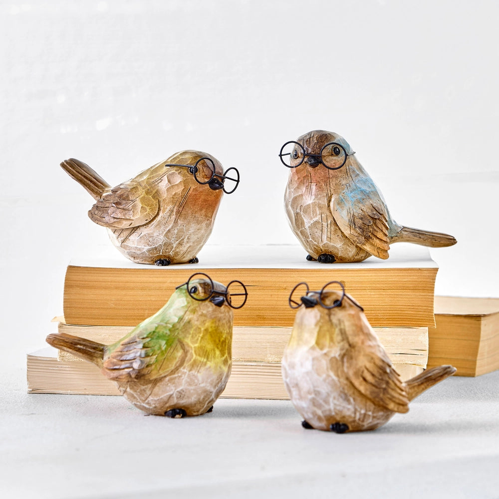 RAZ Imports 5" Carved Bird with Glasses Figurine
