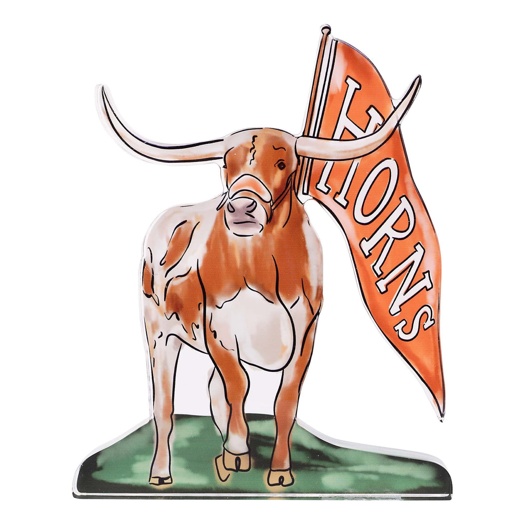 Glory Haus Texas Bevo Acrylic Stand — bold Longhorn mascot in detailed acrylic. Perfect for UT desks, shelves, and dorm rooms.
