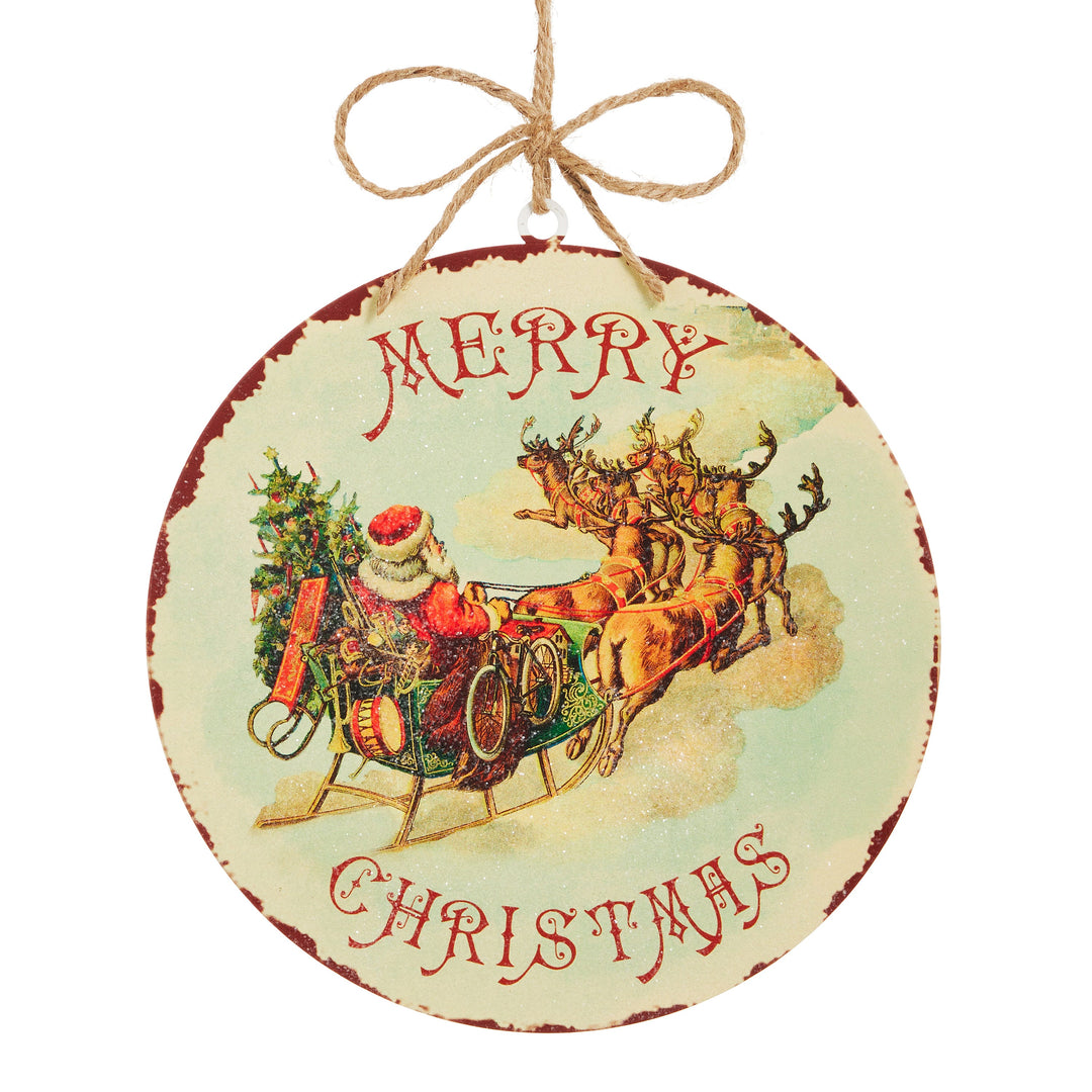 RAZ 8" Rustic Christmas Disc Ornament