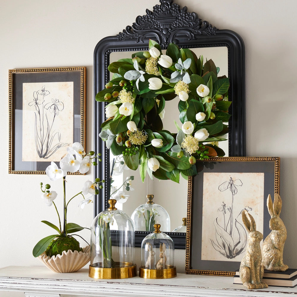 19.5" Floral Line Art Framed Print