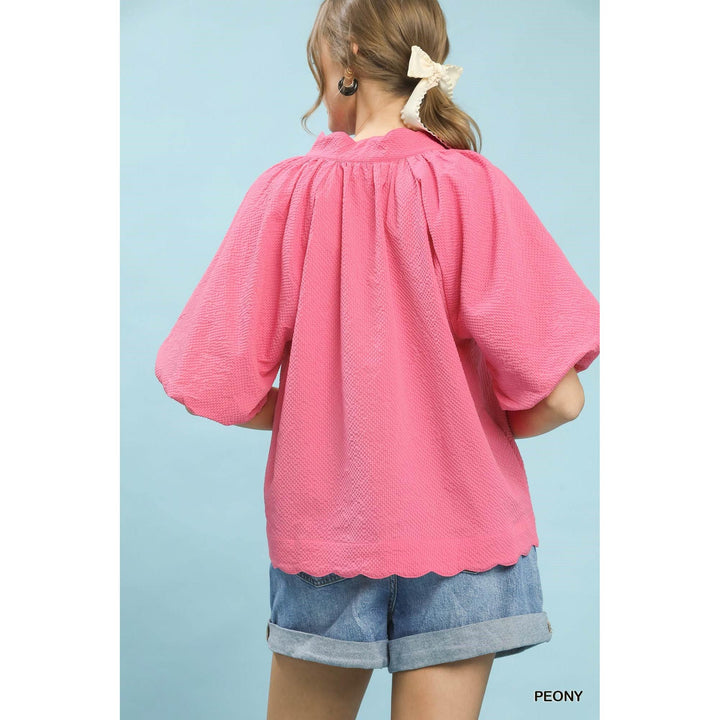 The Arabella Scalloped Seersucker Top