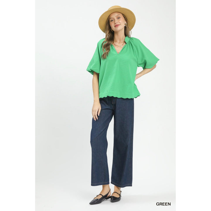 The Arabella Scalloped Seersucker Top