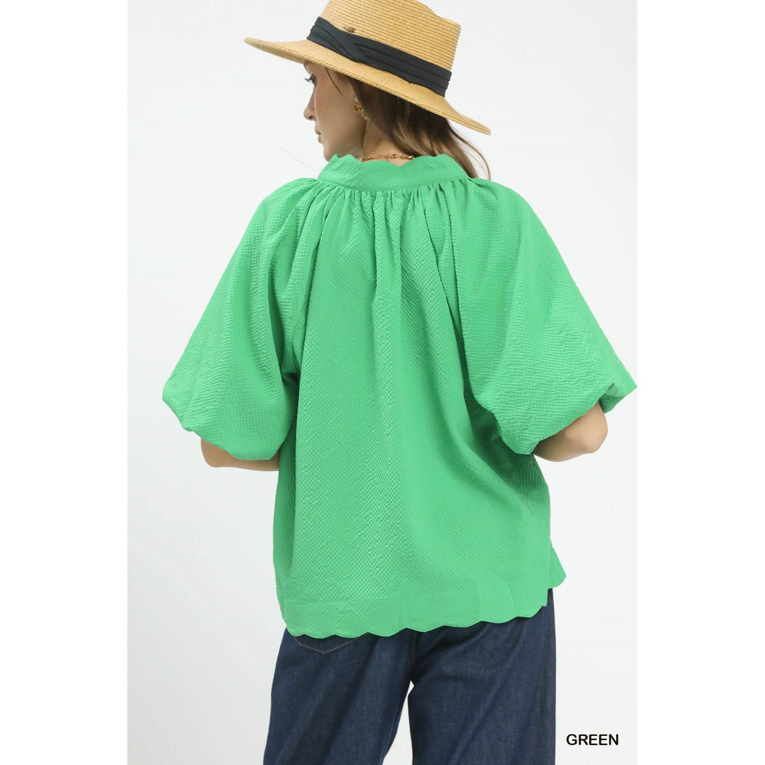 The Arabella Scalloped Seersucker Top