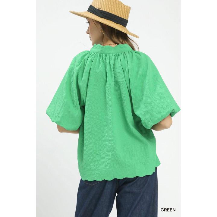 The Arabella Scalloped Seersucker Top