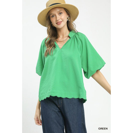 The Arabella Scalloped Seersucker Top