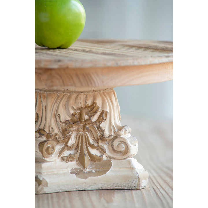 Cream &amp; Brown Wooden Table Top Plate 9.5x5.5