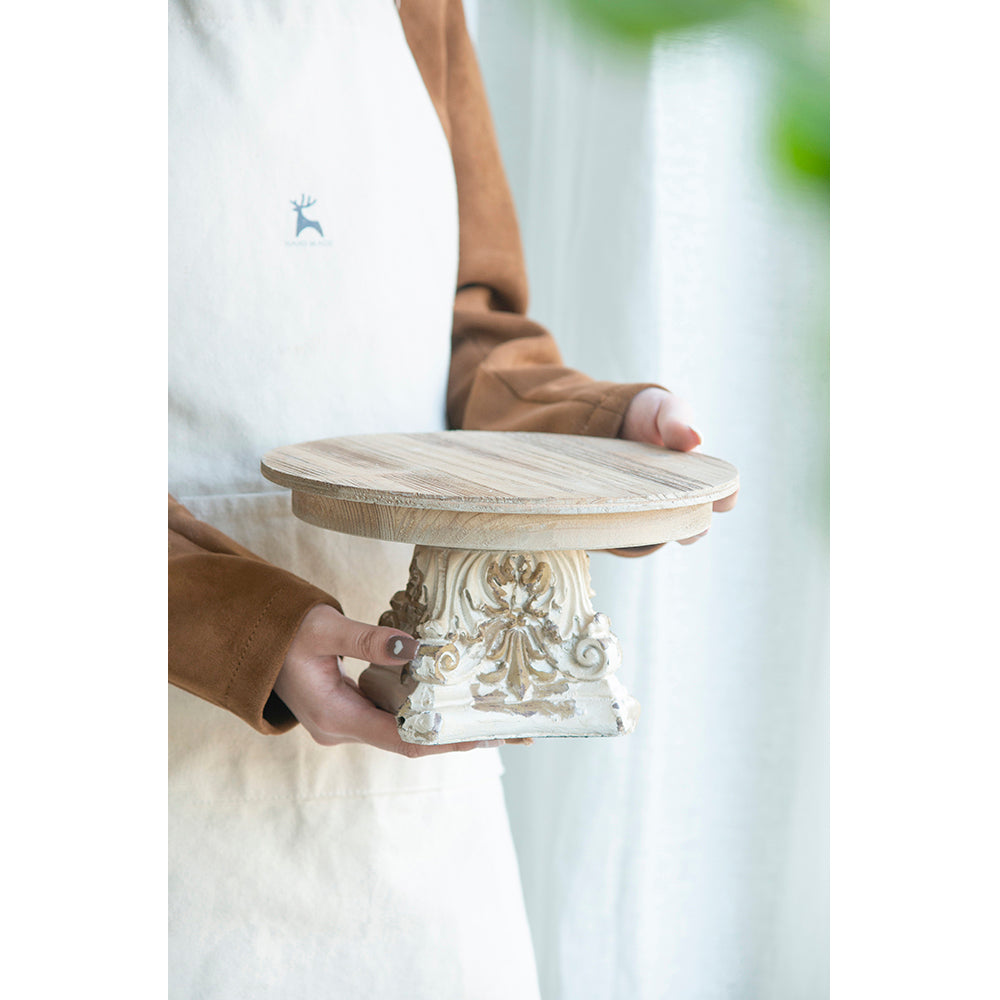 Cream &amp; Brown Wooden Table Top Plate 9.5x5.5
