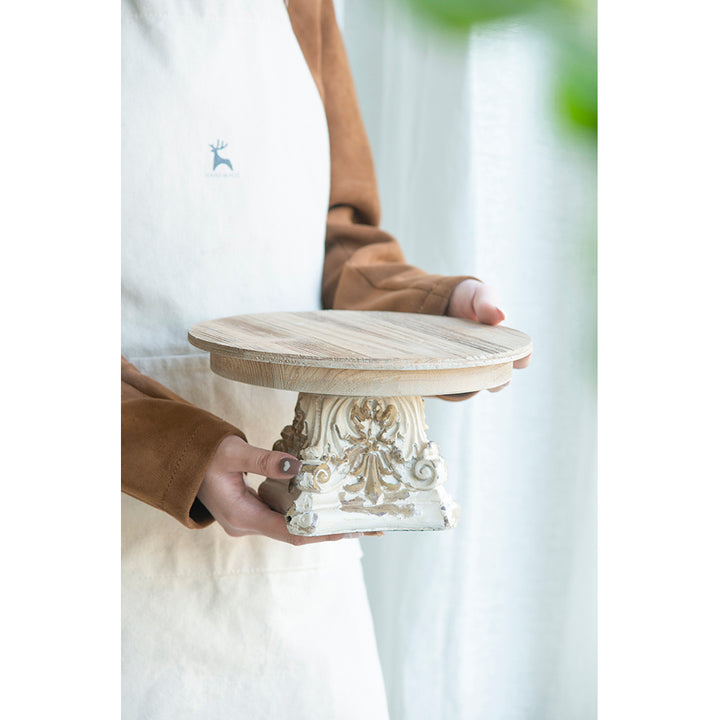Cream &amp; Brown Wooden Table Top Plate 9.5x5.5