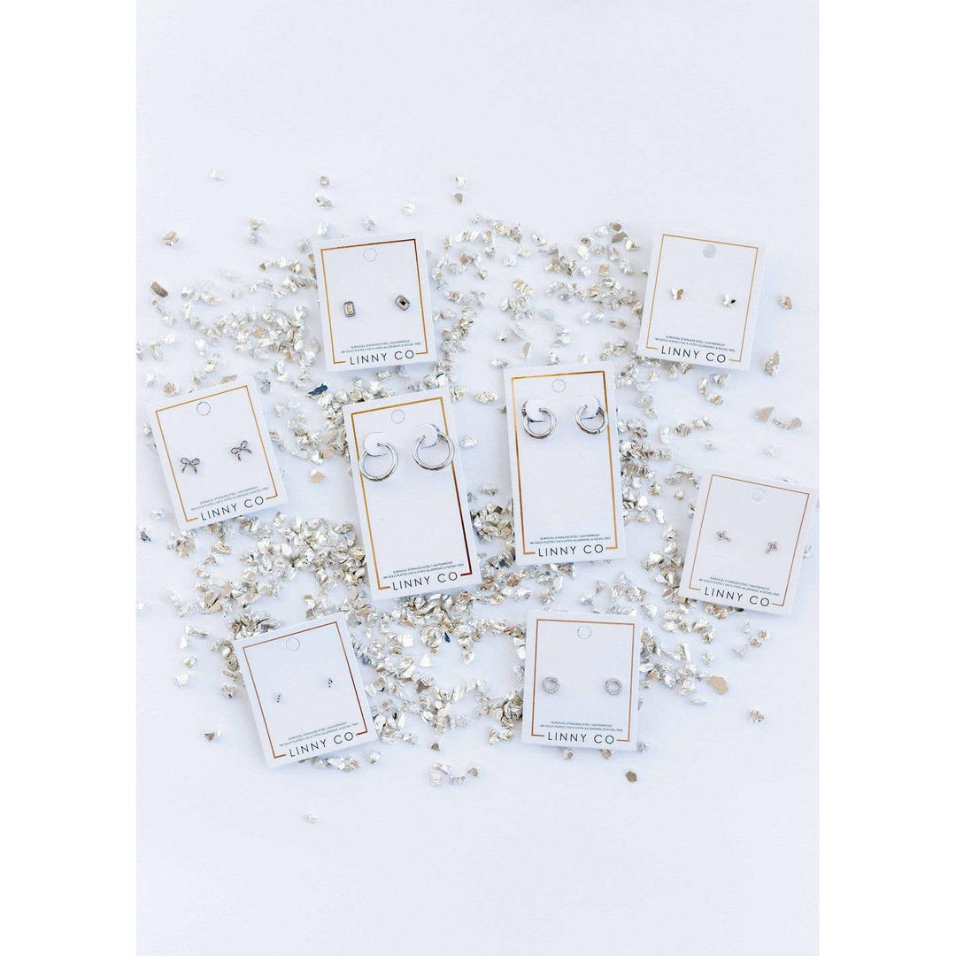 Screwback Stud Earrings - Lainey - Silver