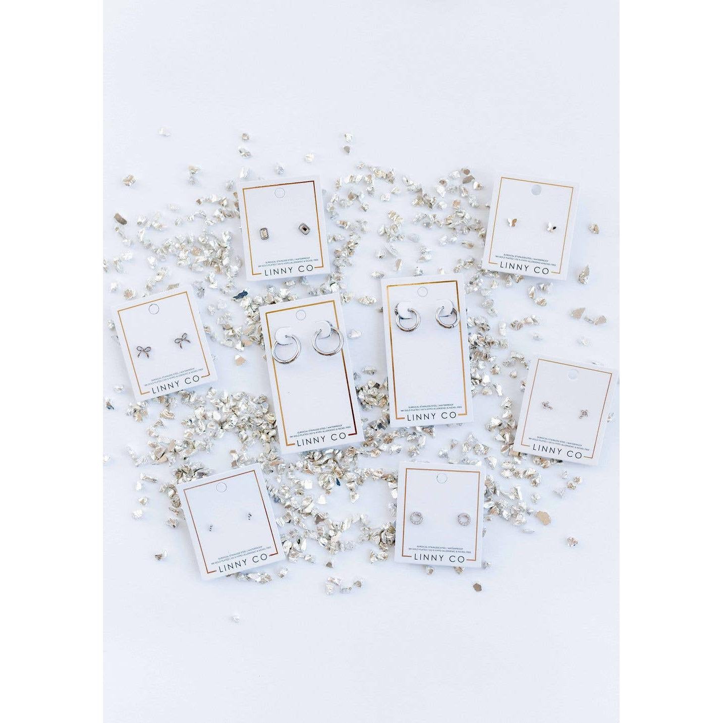 Screwback Stud Earrings - Lainey - Silver