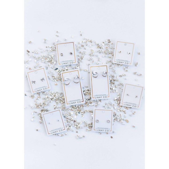 Screwback Stud Earrings - Lainey - Silver