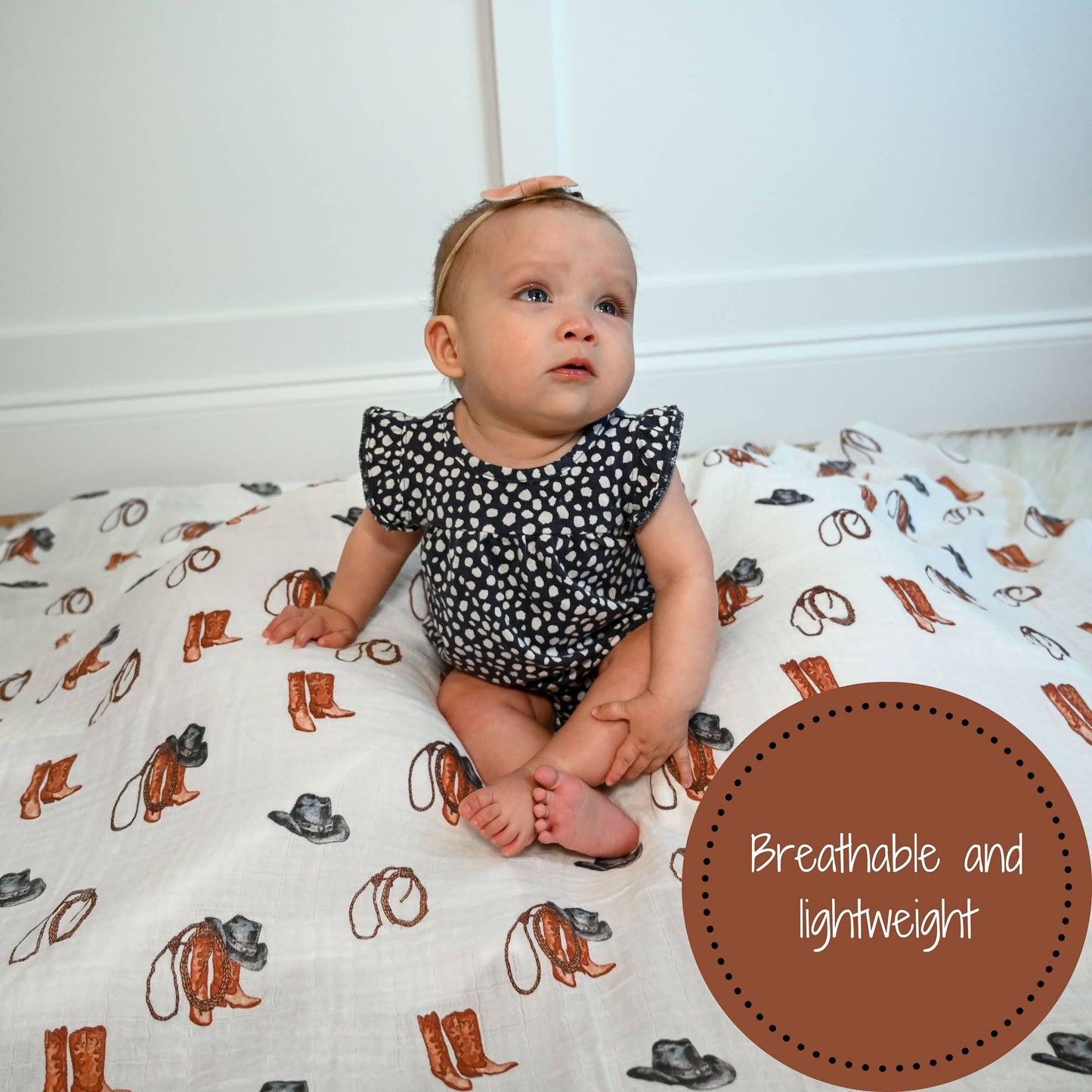Life Is Better In Boots Western Baby Muslin Swaddle Blanket