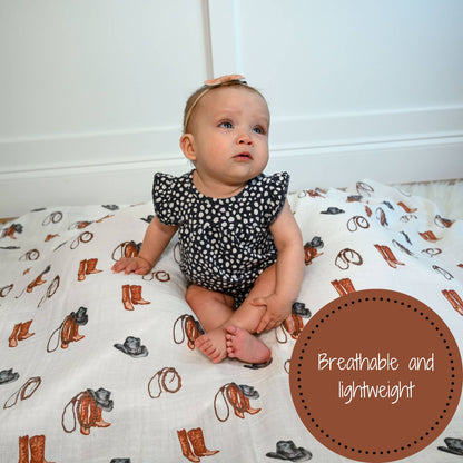 Life Is Better In Boots Western Baby Muslin Swaddle Blanket