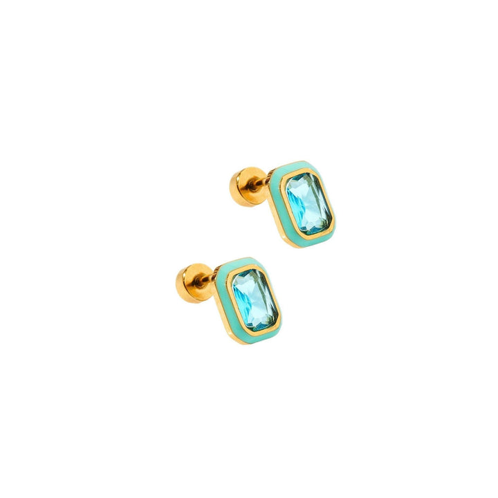 Screwback Stud Earrings - Whitney Aqua Dream