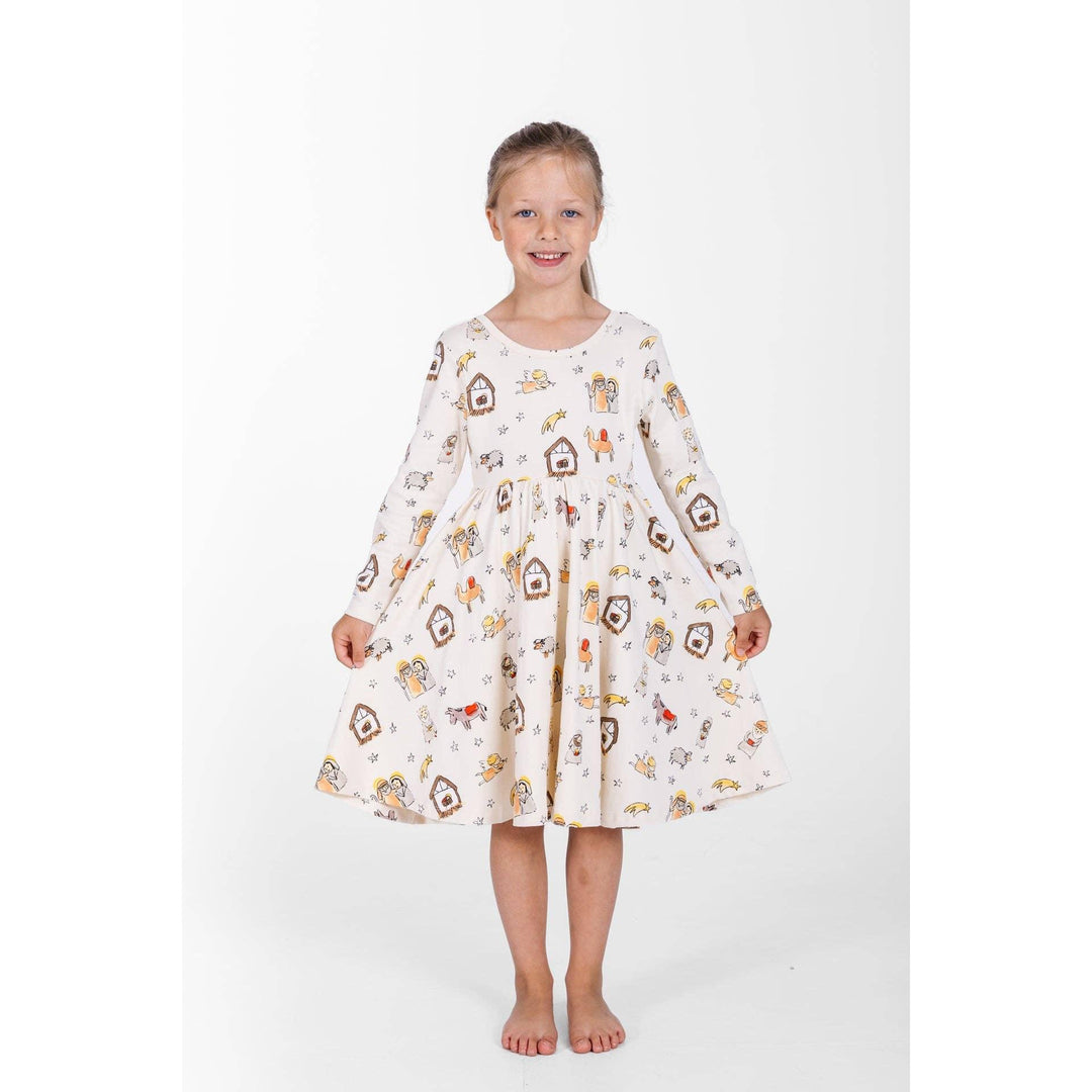 Away in a Manger Twirl Dress Cotton
