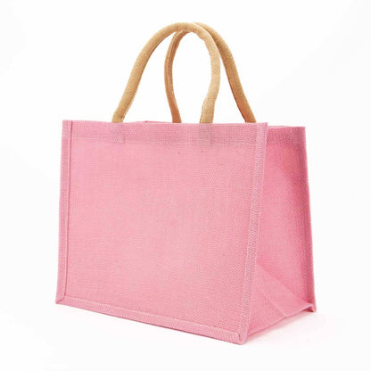 Jute Gift Tote   Light Pink   12x10x8