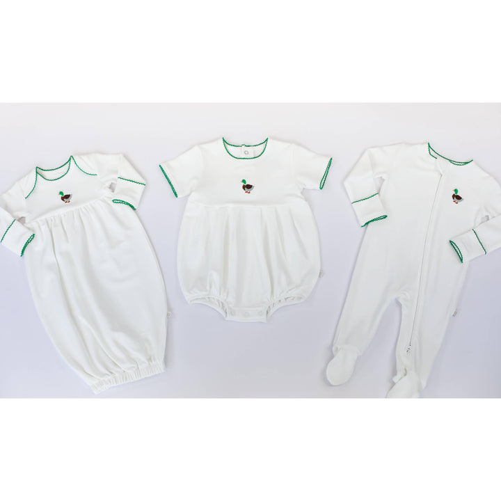 Pip Embroidered Zip Romper -Mallards