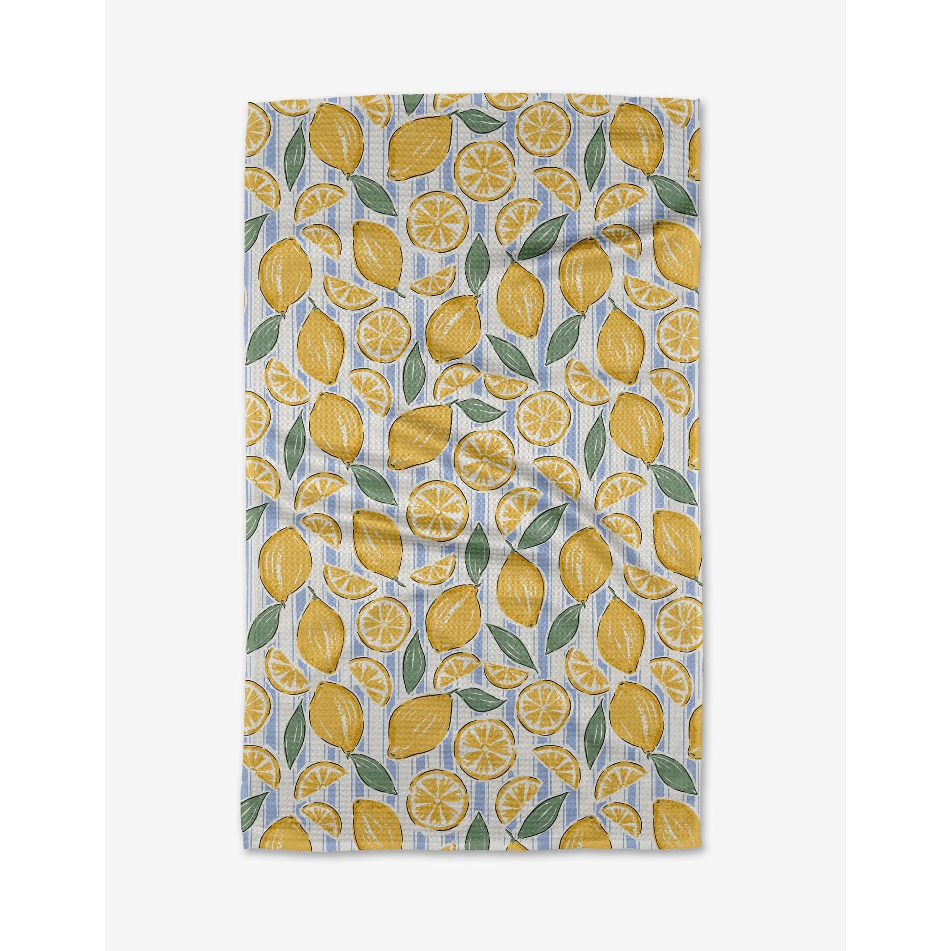 Towel with lemon pattern on a white background