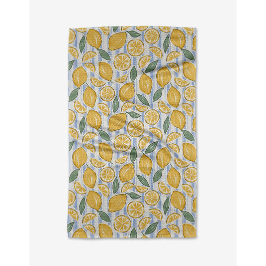 Towel with lemon pattern on a white background