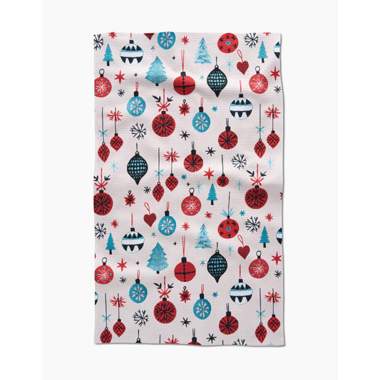 Embroidered Ornaments Tea Towel