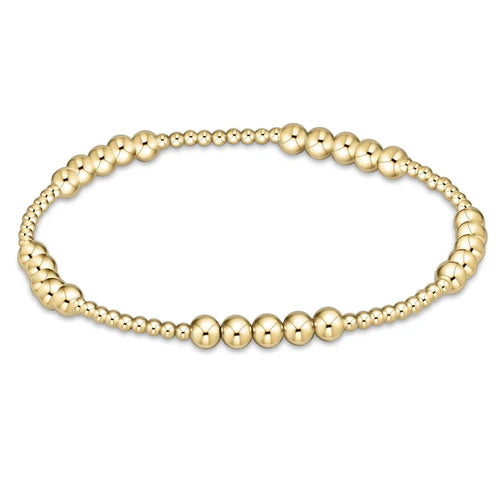 Classic Blissful Pattern 2mm Bead Bracelet 4mm Gold